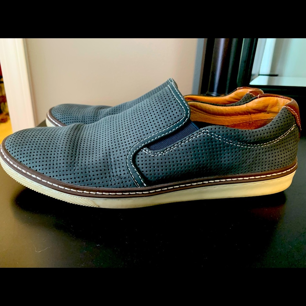 Johnston and Murphy McGuffey slip on suede shoes.